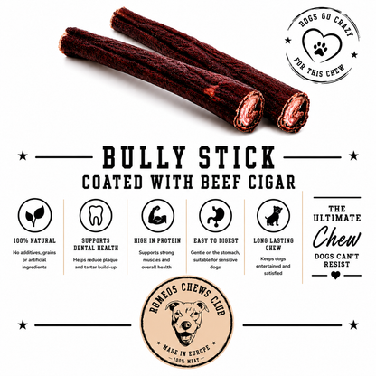 Beef Bully Stick Wrapped in Beef Esophagus 20 cm